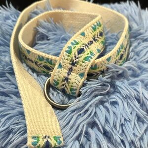 Prana Cream and Blue Floral Belt